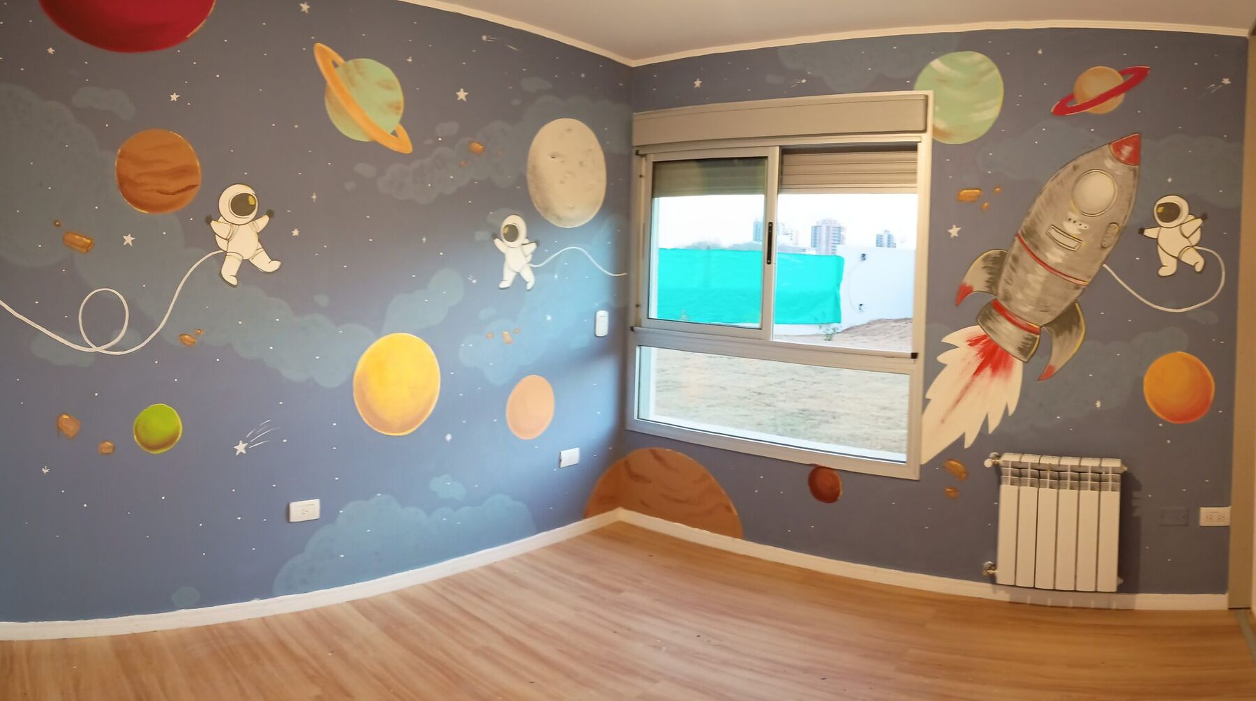 Mural del sistema solar para una habitación infantil, Córdoba, por La que te pinte